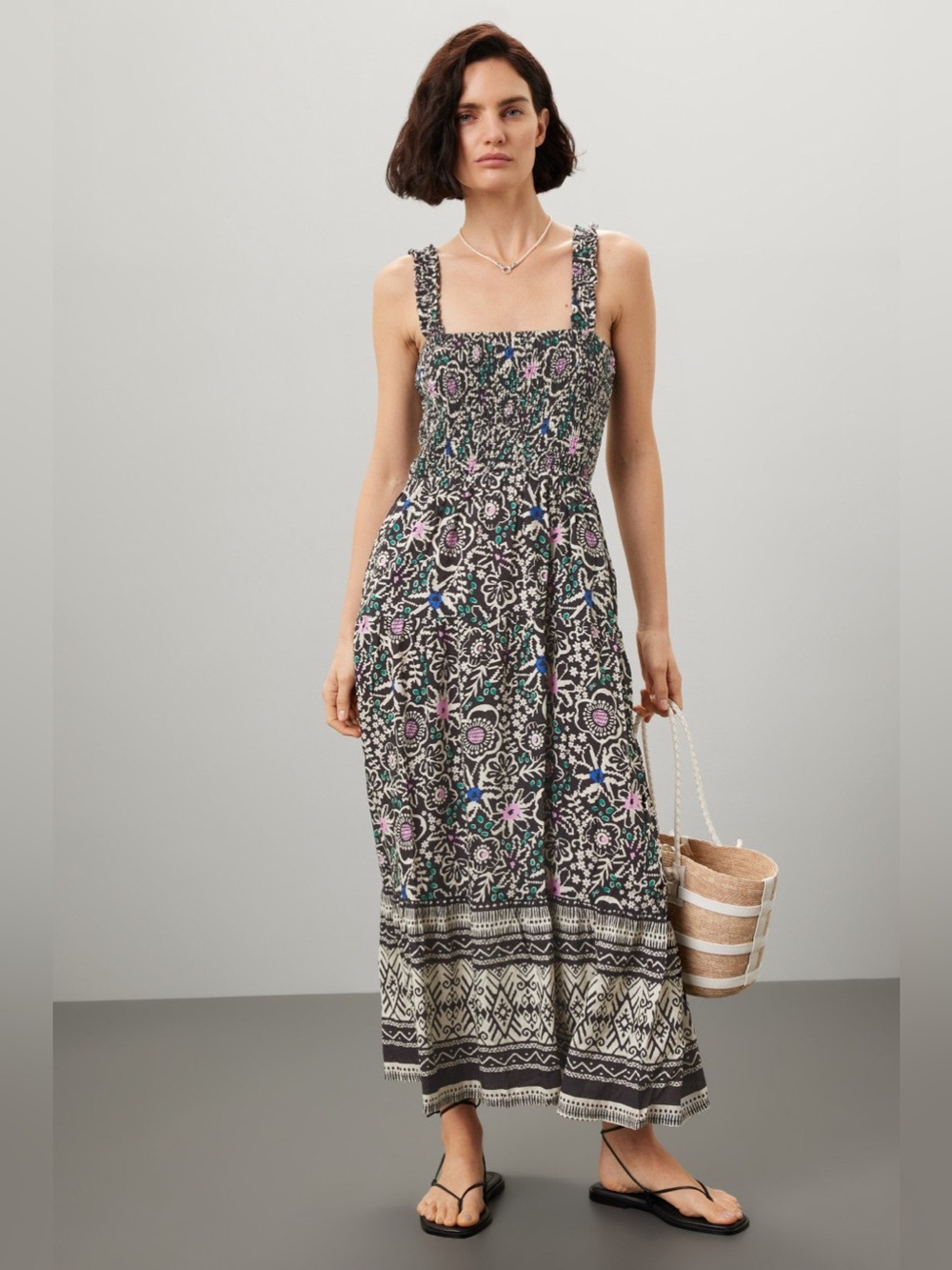 Marine Layer Resort Selene Smocked Maxi Dress Size Large